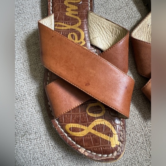 SAM EDELMAN Kora Brown Leather Criss Cross Sandals Size 7.5 - Picture 3 of 5